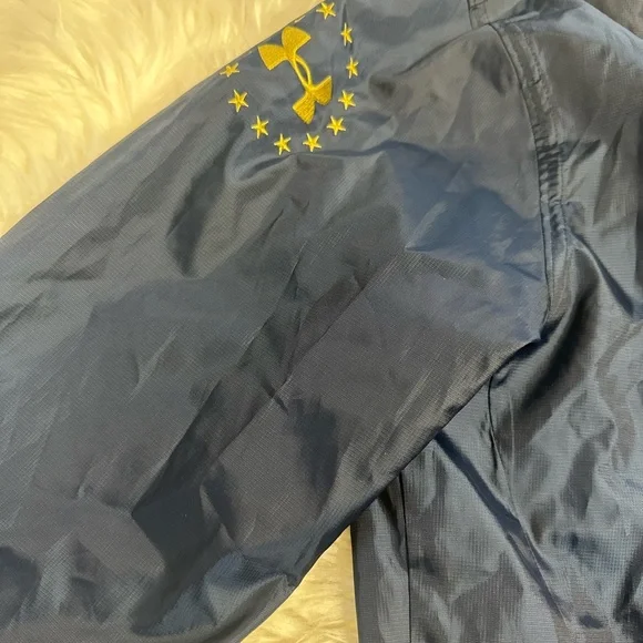 Under Armour Project Rock Amal Blue Freedom Storm Bomber Jacket Mens 1350992 408